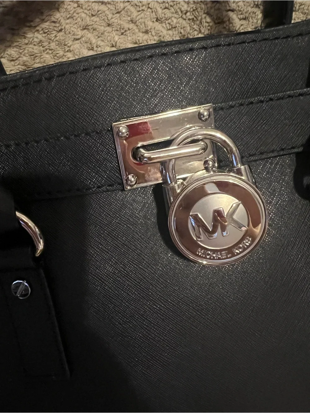 Michael Kors Black Medium Hamilton Satchel In Saffiano Leather EUC!